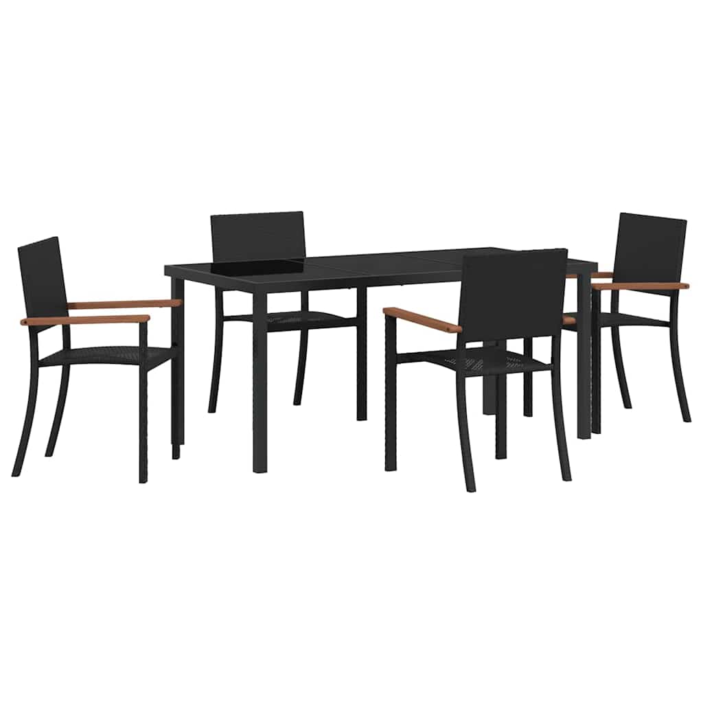 Hage Spisegruppe 5 pcs Svart Pulverlakkert stål