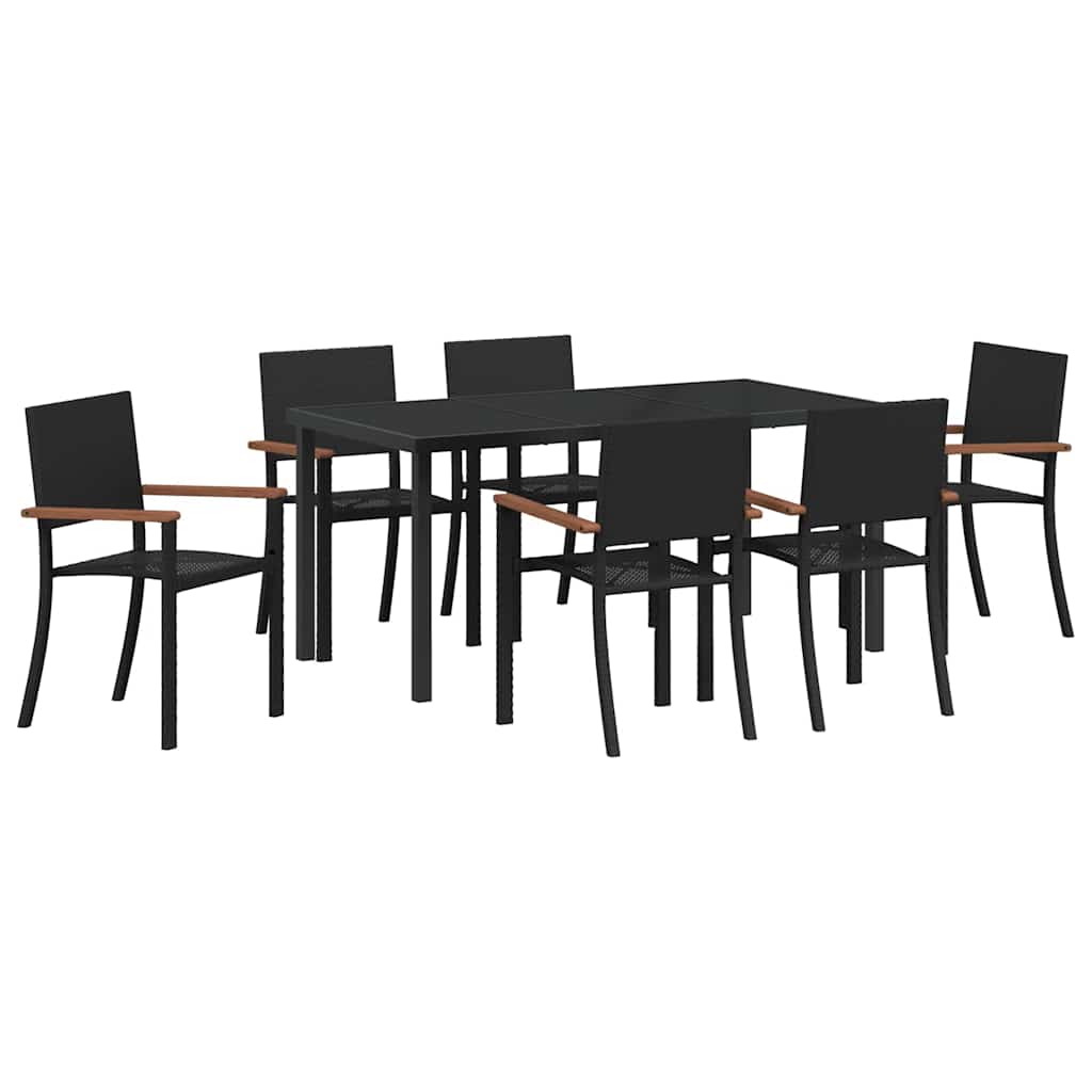 Hage Spisegruppe 7 pcs Svart Pulverlakkert stål