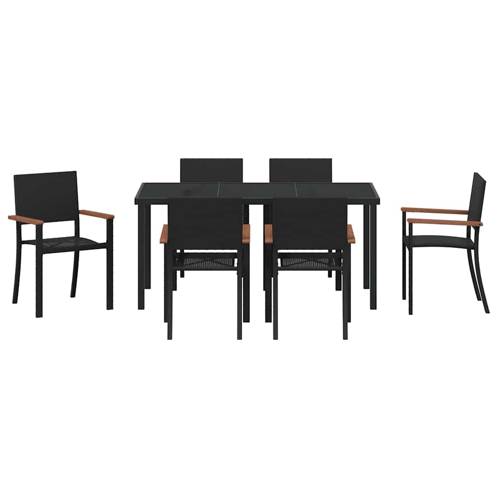 Hage Spisegruppe 7 pcs Svart Pulverlakkert stål