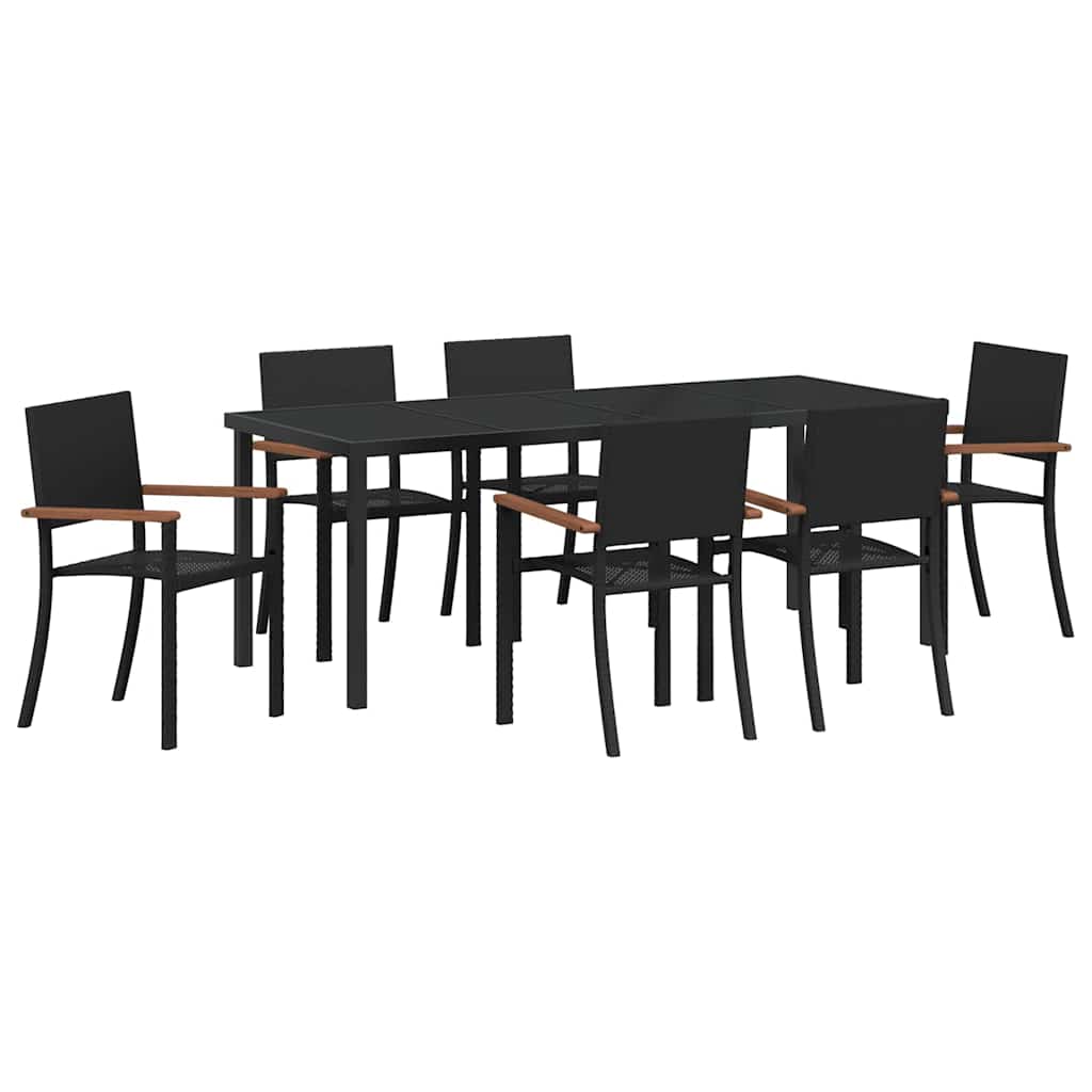 Hage Spisegruppe 7 pcs Svart Pulverlakkert stål