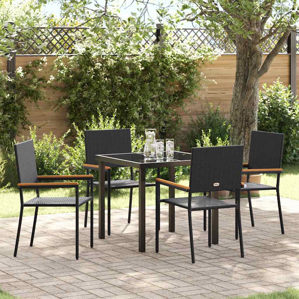 Hage Spisegruppe med pute 5 pcs Svart polyrotting