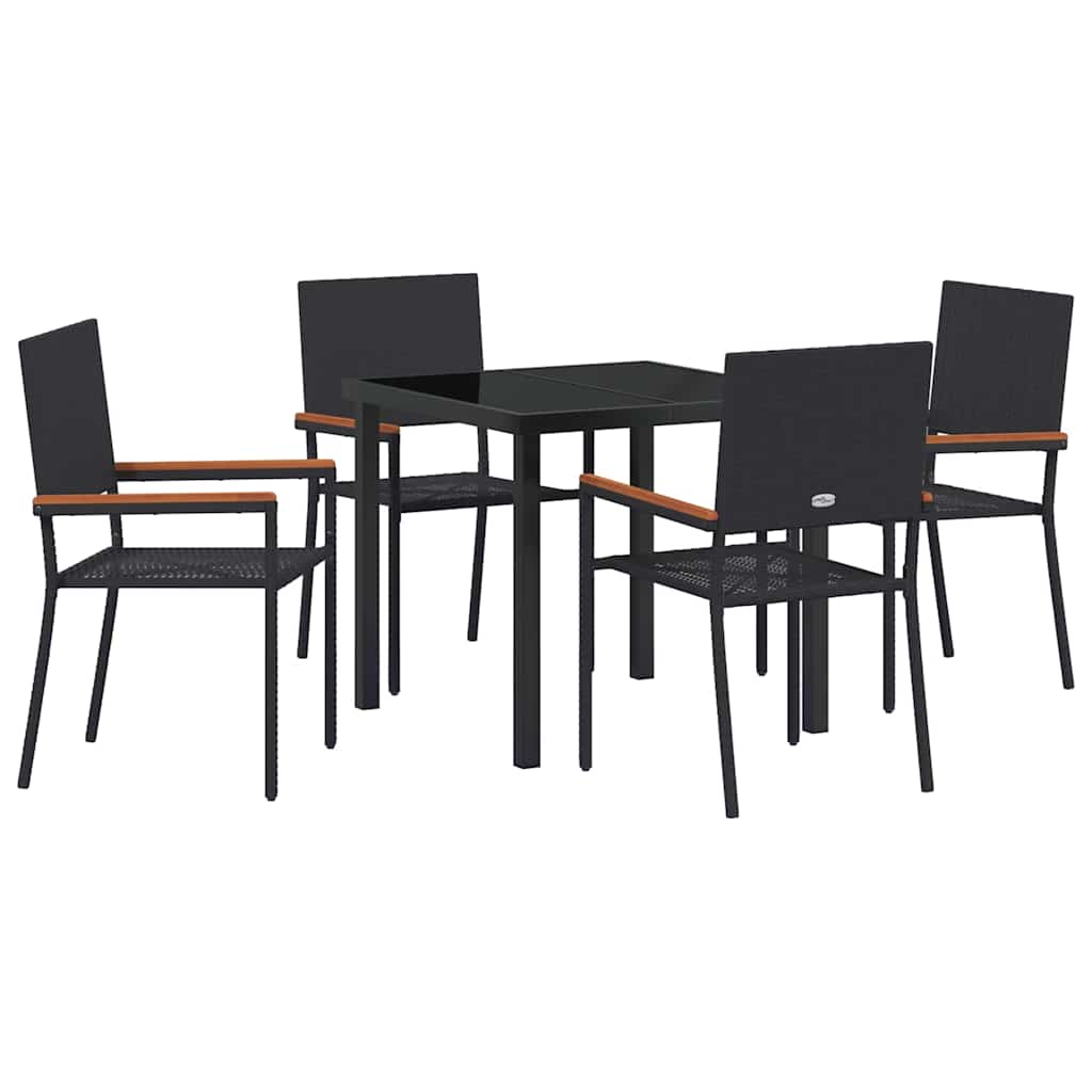 Hage Spisegruppe med pute 5 pcs Svart polyrotting