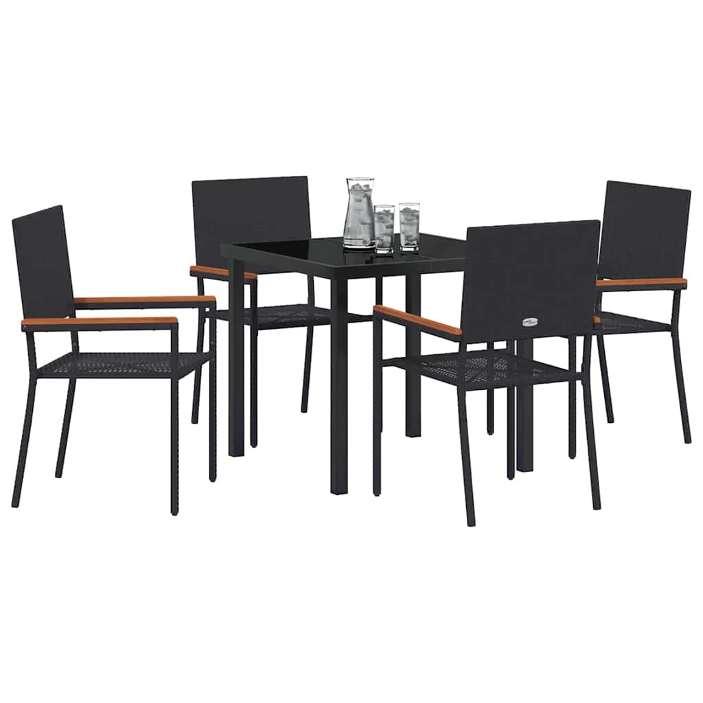 Hage Spisegruppe med pute 5 pcs Svart polyrotting