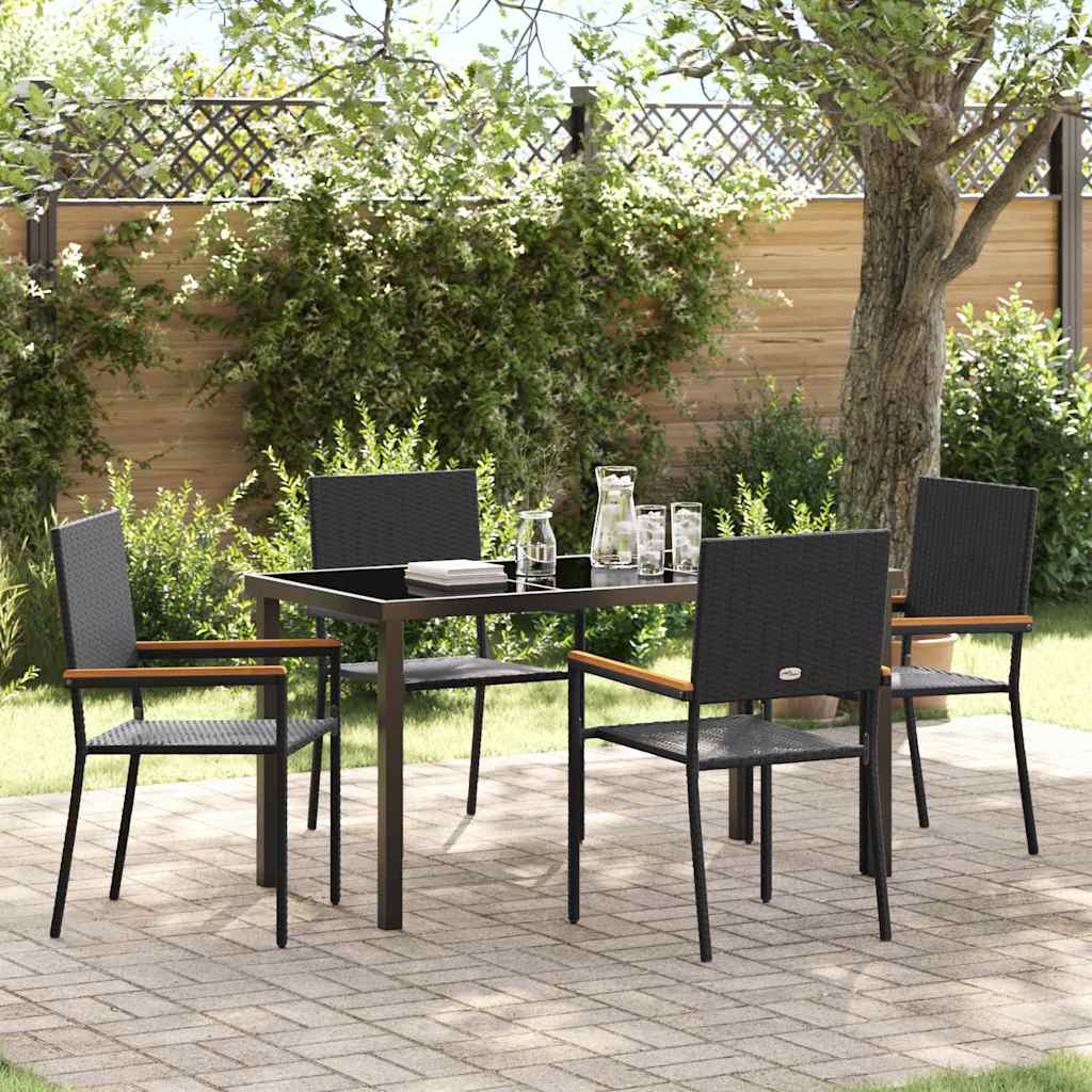 Hage Spisegruppe med pute 5 pcs Svart polyrotting