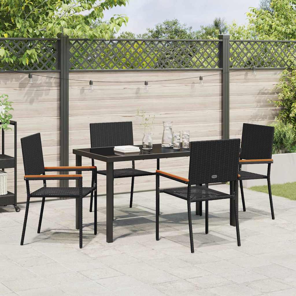 Hage Spisegruppe med pute 5 pcs Svart polyrotting