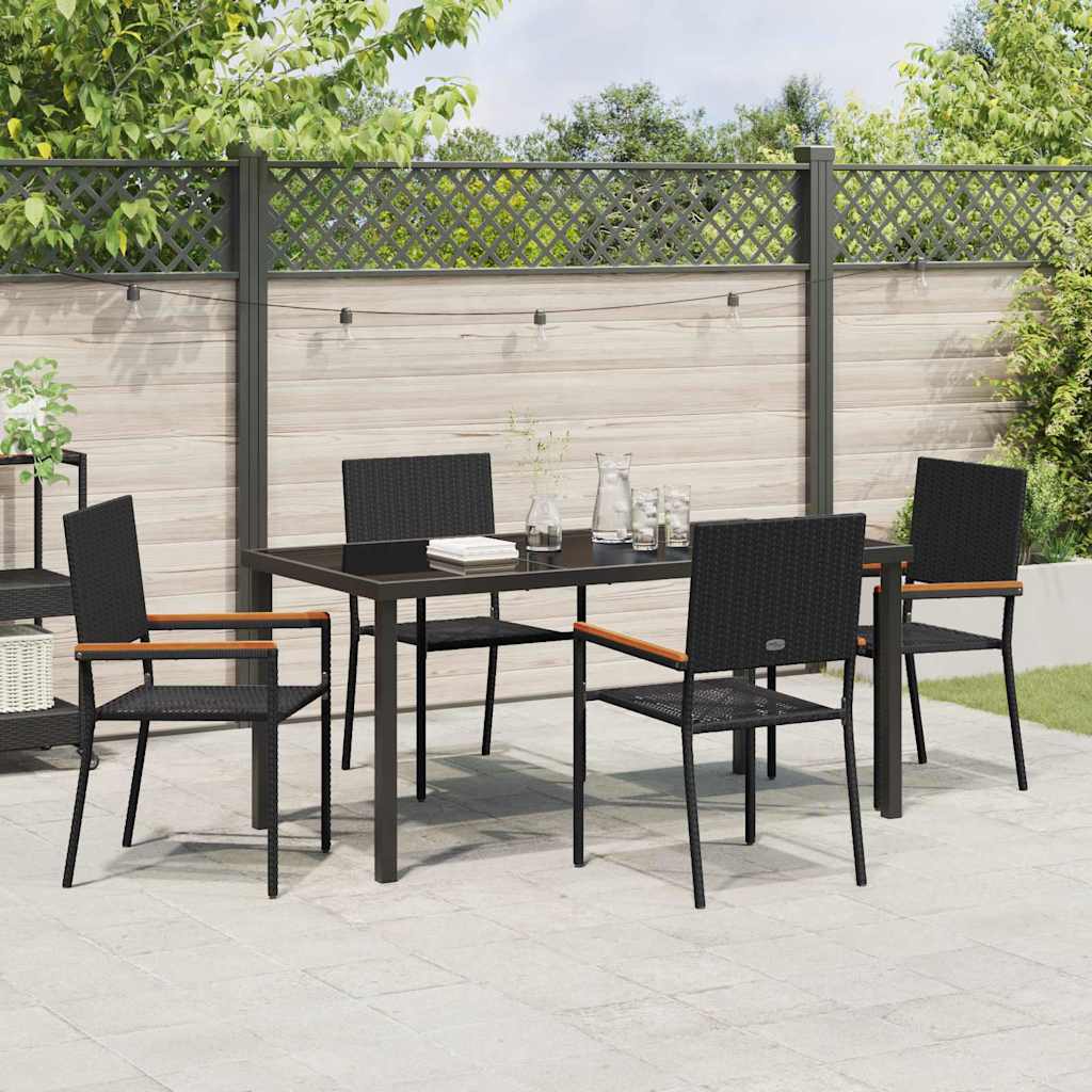 Hage Spisegruppe med pute 5 pcs Svart polyrotting