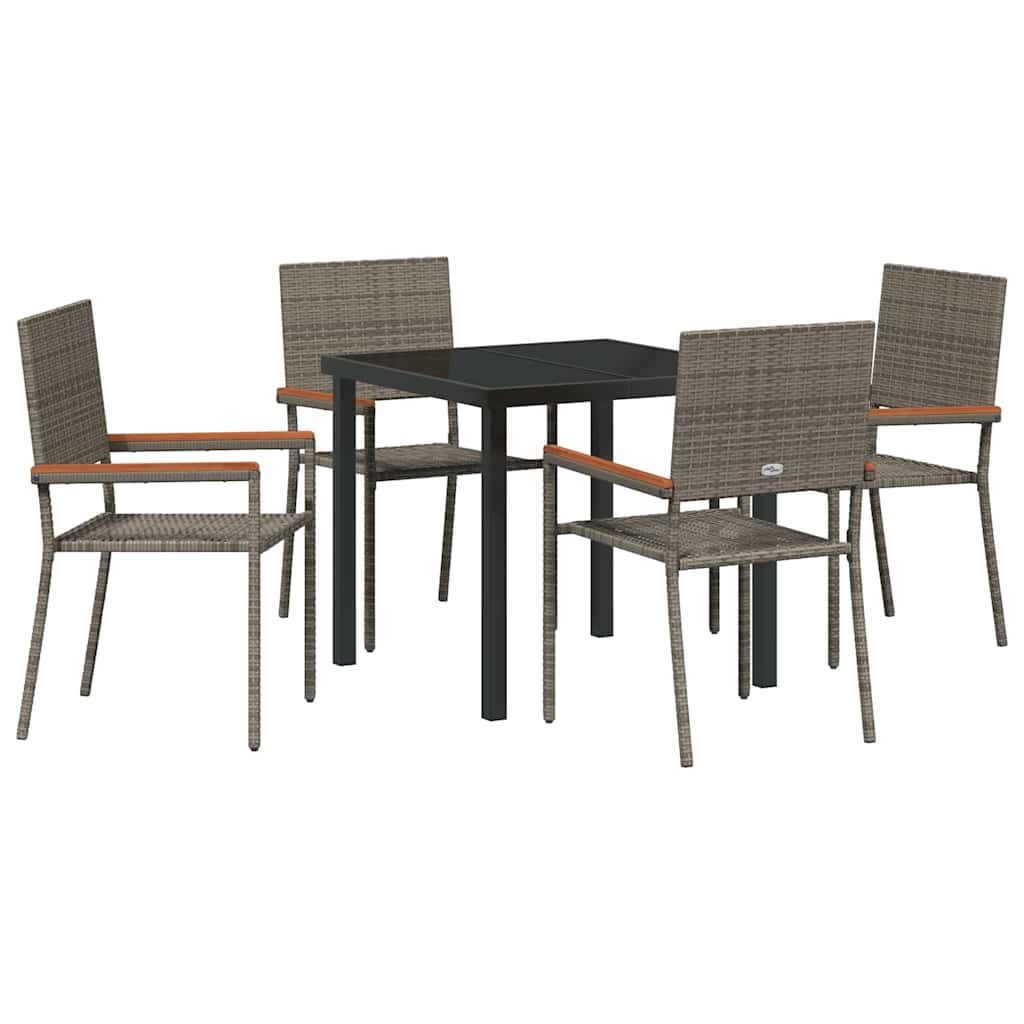 Hage Spisegruppe med pute 5 pcs Grå polyrotting