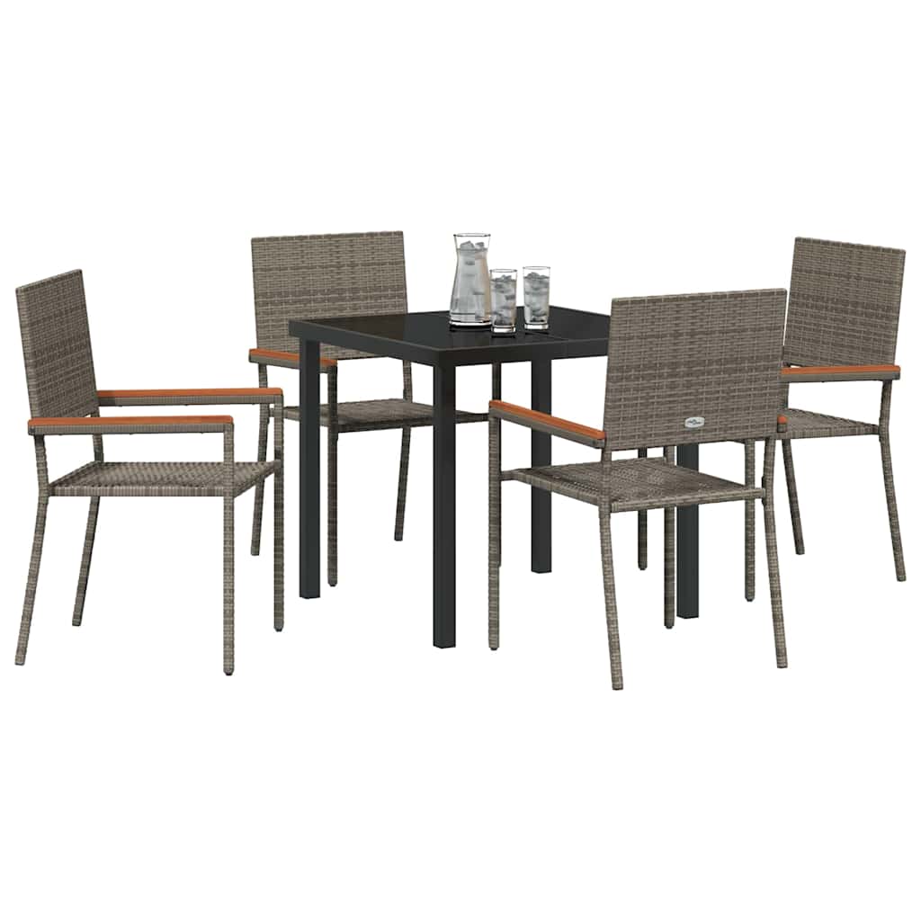 Hage Spisegruppe med pute 5 pcs Grå polyrotting