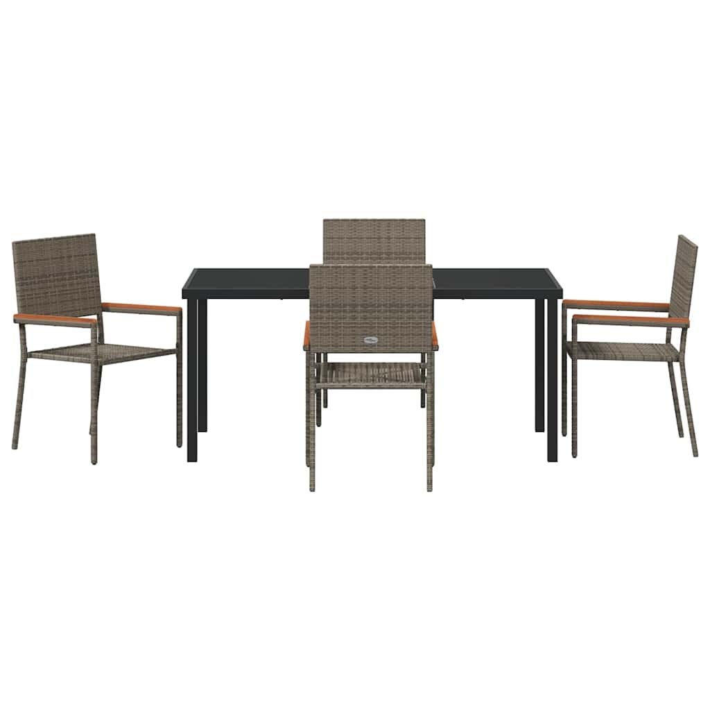 Hage Spisegruppe med pute 5 pcs Grå polyrotting