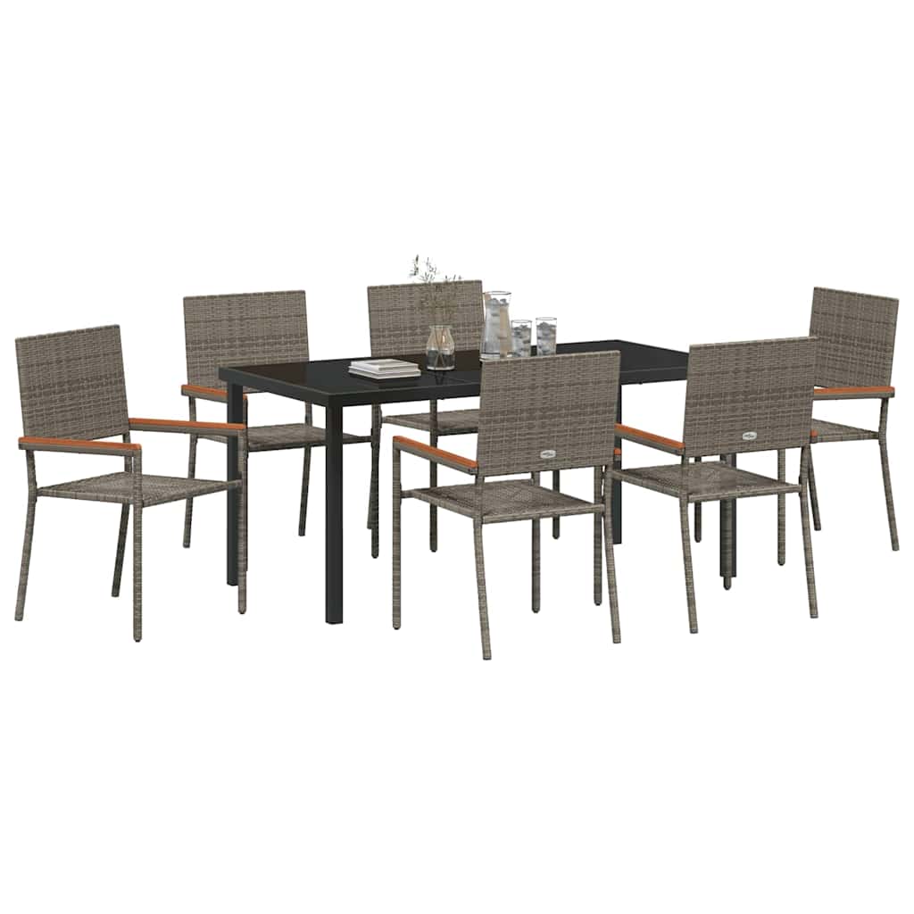 Hage Spisegruppe med pute 7 pcs Grå polyrotting