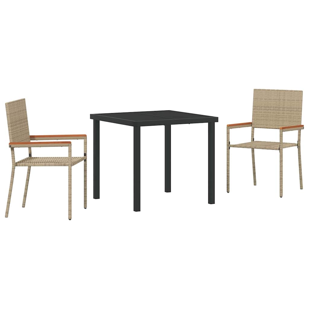Hage Spisegruppe med pute 3 pcs Beige polyrotting