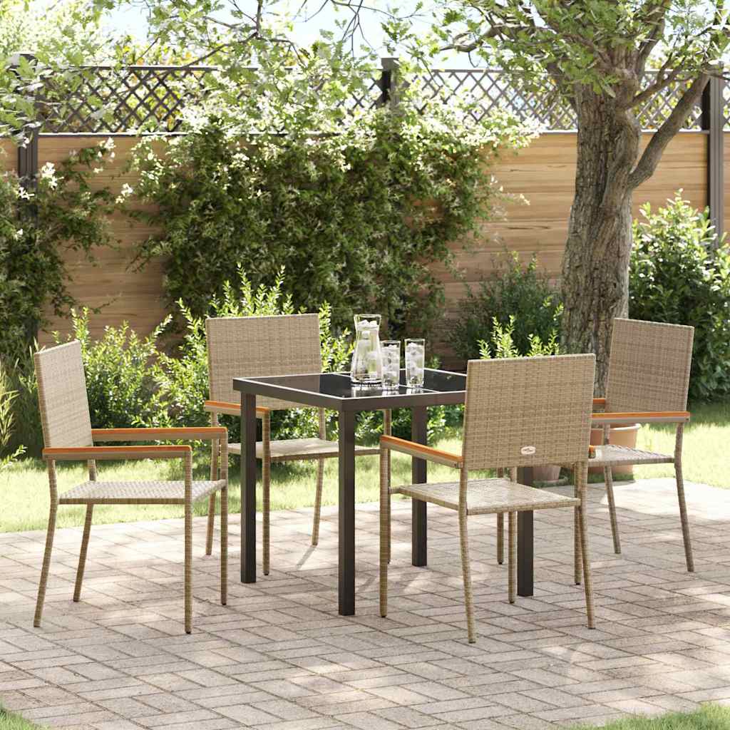 Hage Spisegruppe med pute 5 pcs Beige polyrotting