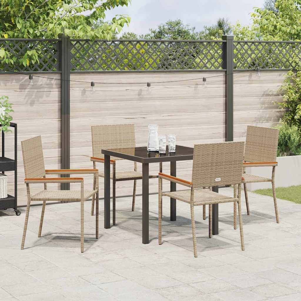 Hage Spisegruppe med pute 5 pcs Beige polyrotting