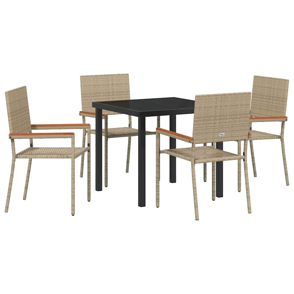 Hage Spisegruppe med pute 5 pcs Beige polyrotting