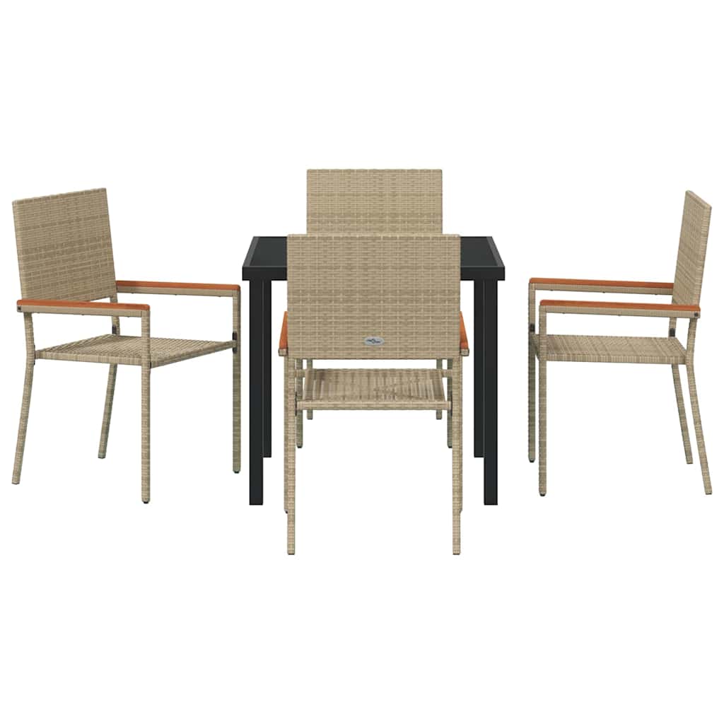 Hage Spisegruppe med pute 5 pcs Beige polyrotting