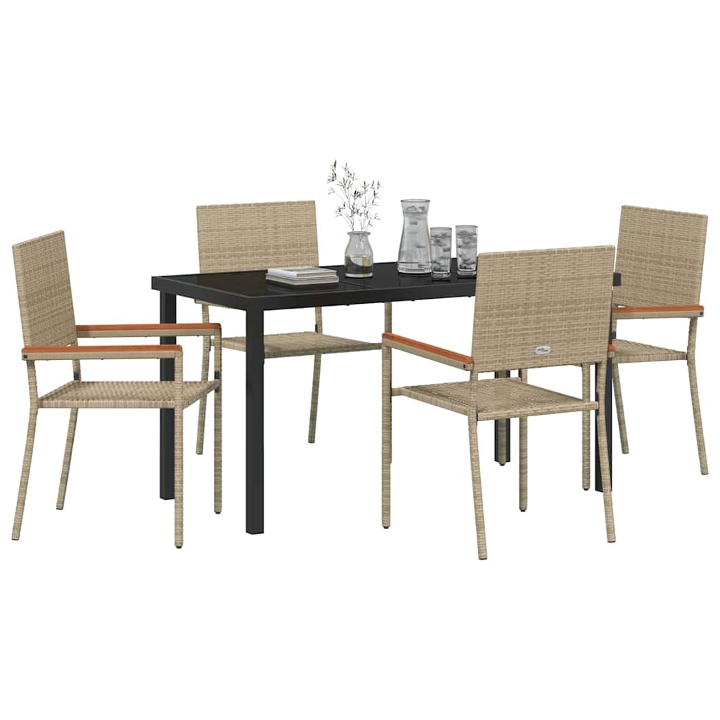 Hage Spisegruppe med pute 5 pcs Beige polyrotting