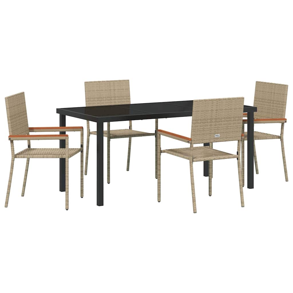 Hage Spisegruppe med pute 5 pcs Beige polyrotting