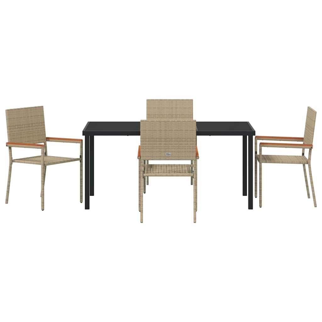 Hage Spisegruppe med pute 5 pcs Beige polyrotting