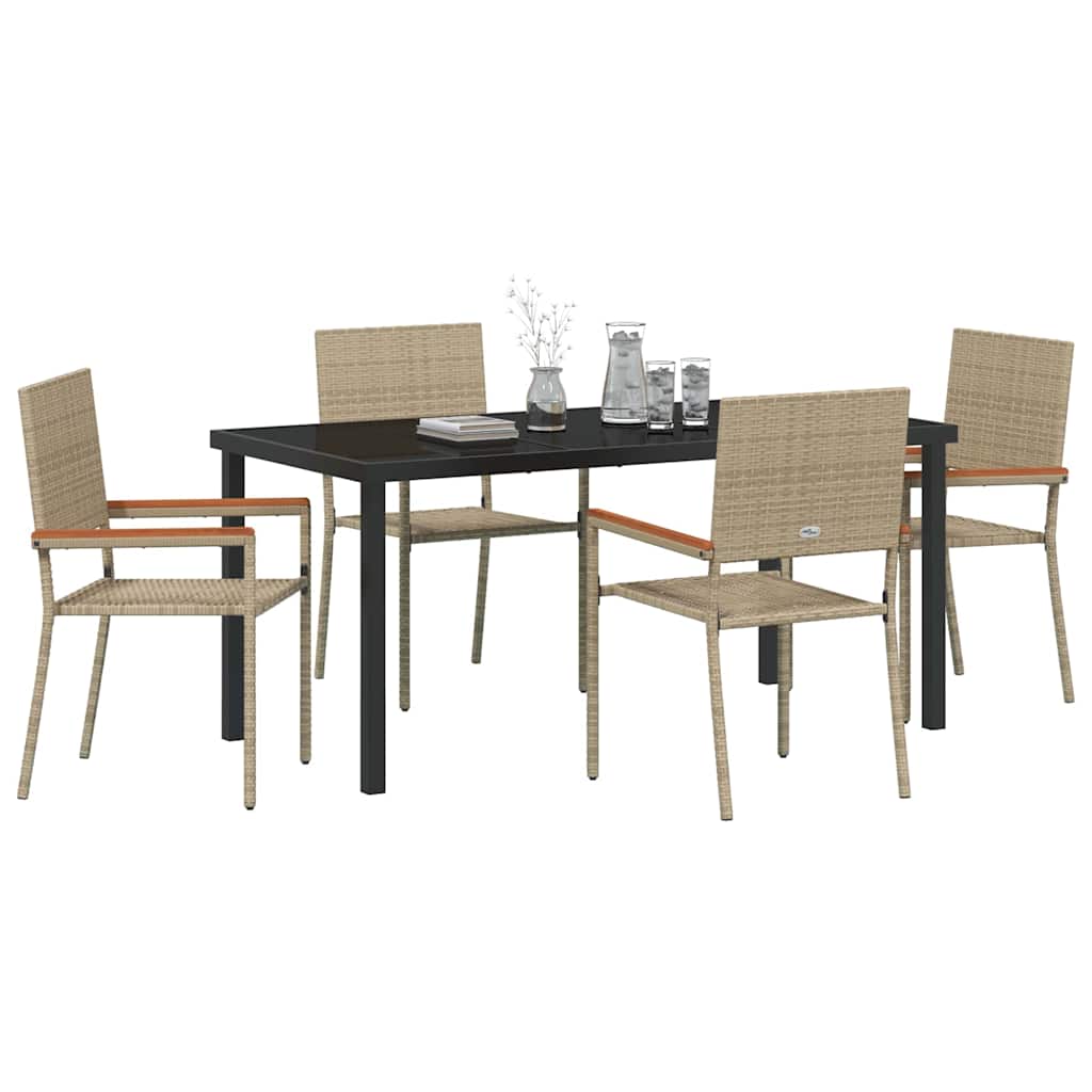 Hage Spisegruppe med pute 5 pcs Beige polyrotting