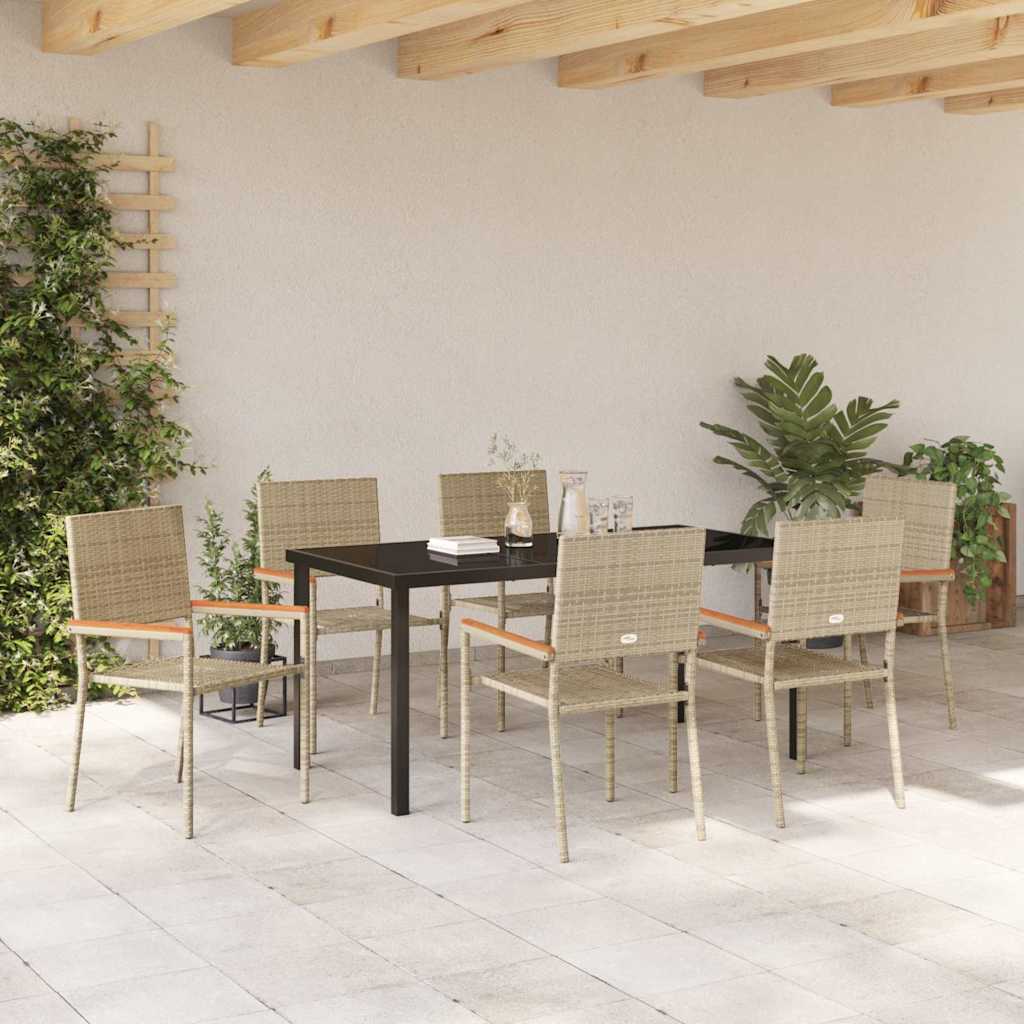 Hage Spisegruppe med pute 7 pcs Beige polyrotting