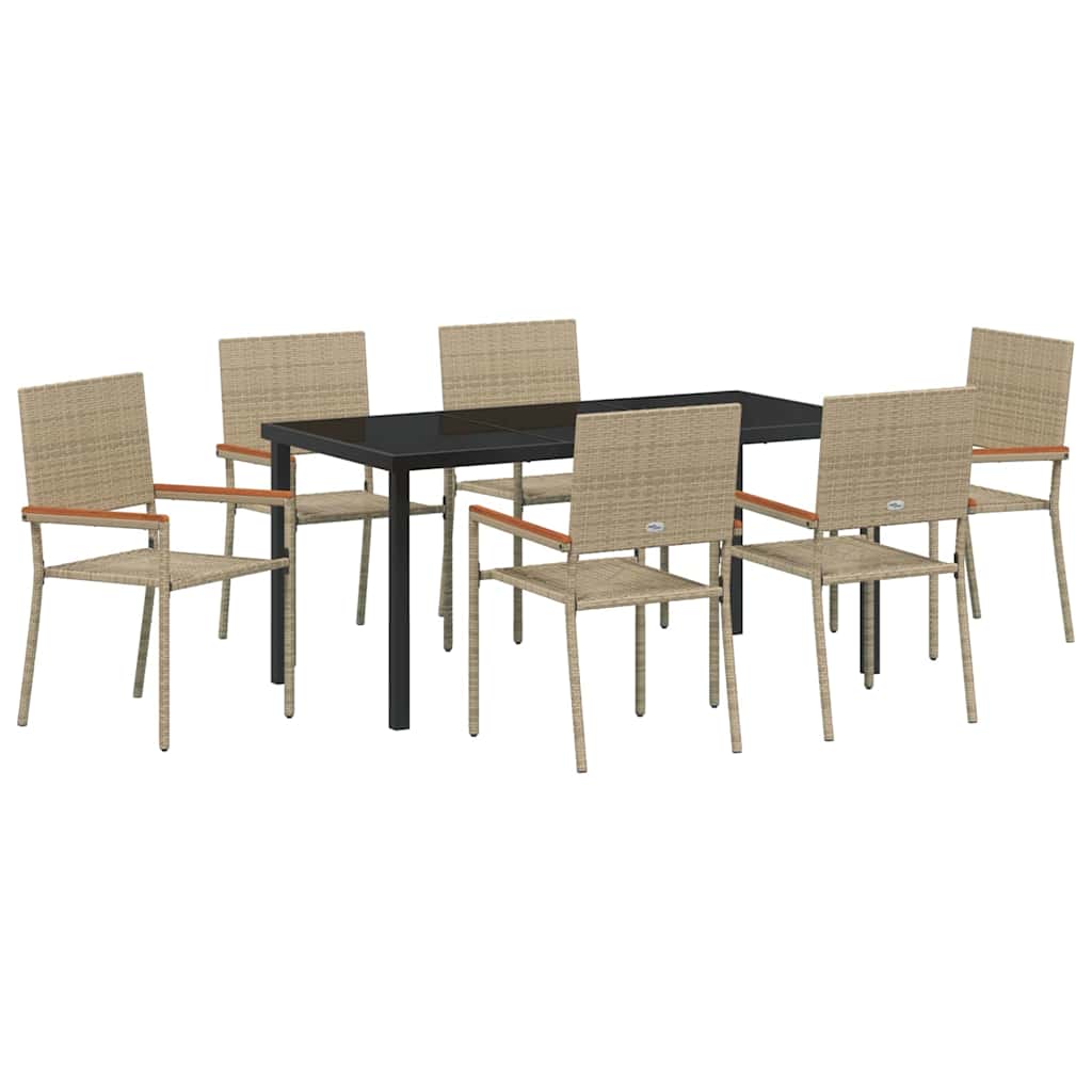 Hage Spisegruppe med pute 7 pcs Beige polyrotting