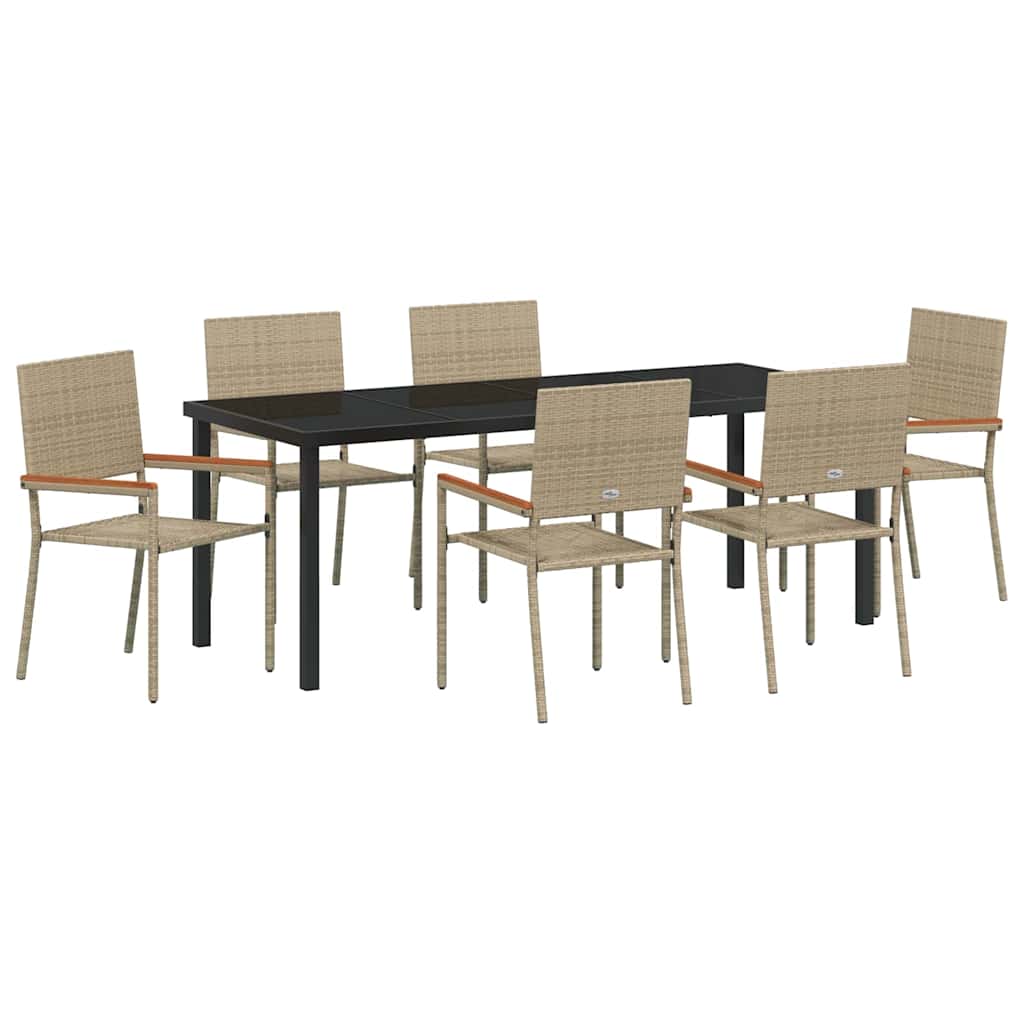 Hage Spisegruppe med pute 7 pcs Beige polyrotting