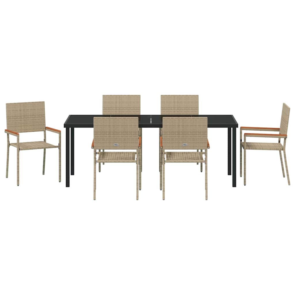 Hage Spisegruppe med pute 7 pcs Beige polyrotting