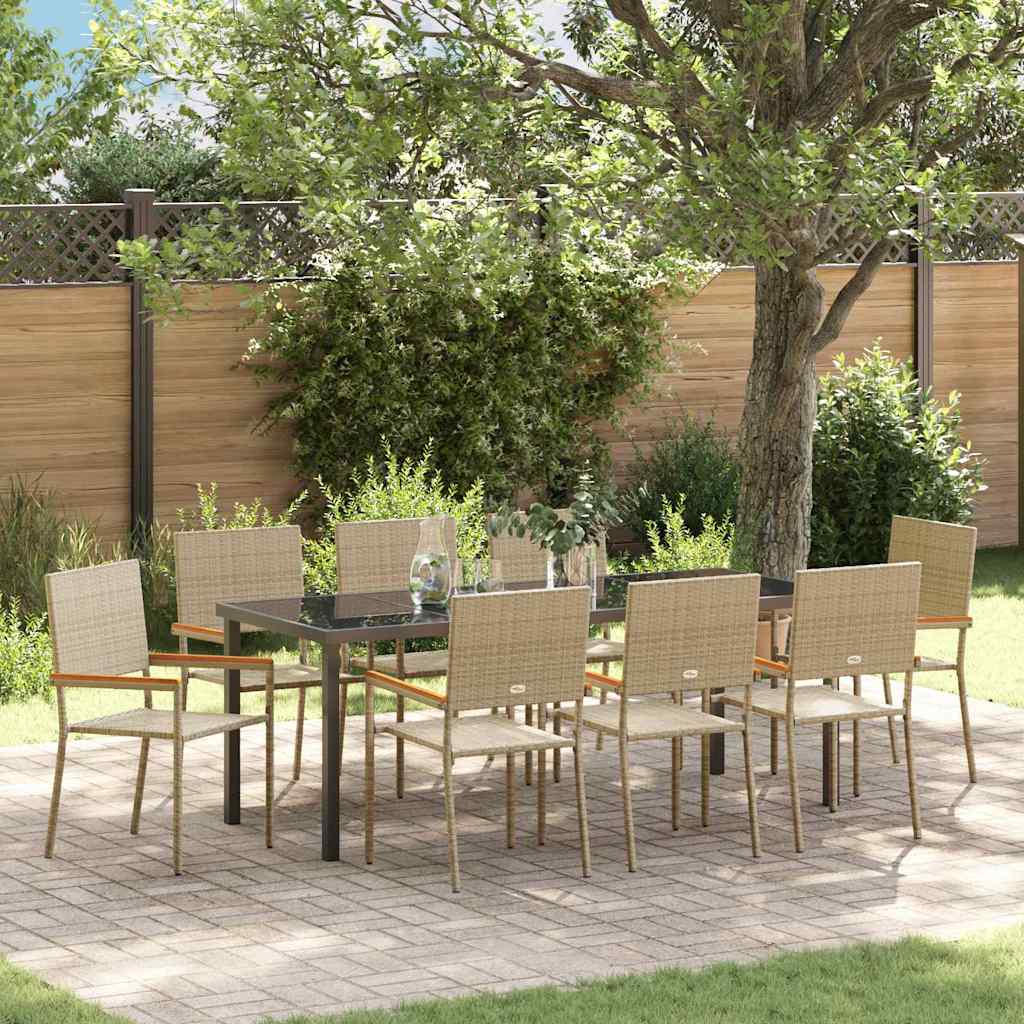 Hage Spisegruppe med pute 9 pcs Beige polyrotting