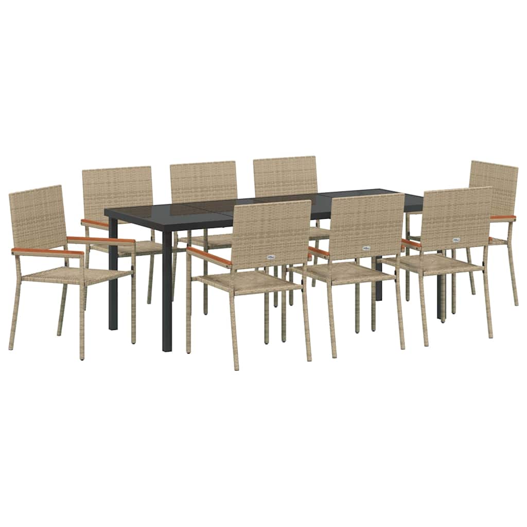 Hage Spisegruppe med pute 9 pcs Beige polyrotting