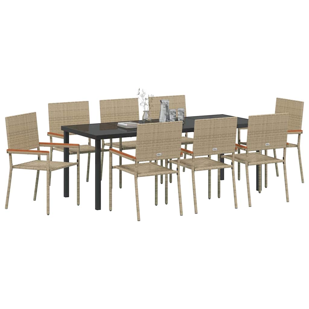 Hage Spisegruppe med pute 9 pcs Beige polyrotting