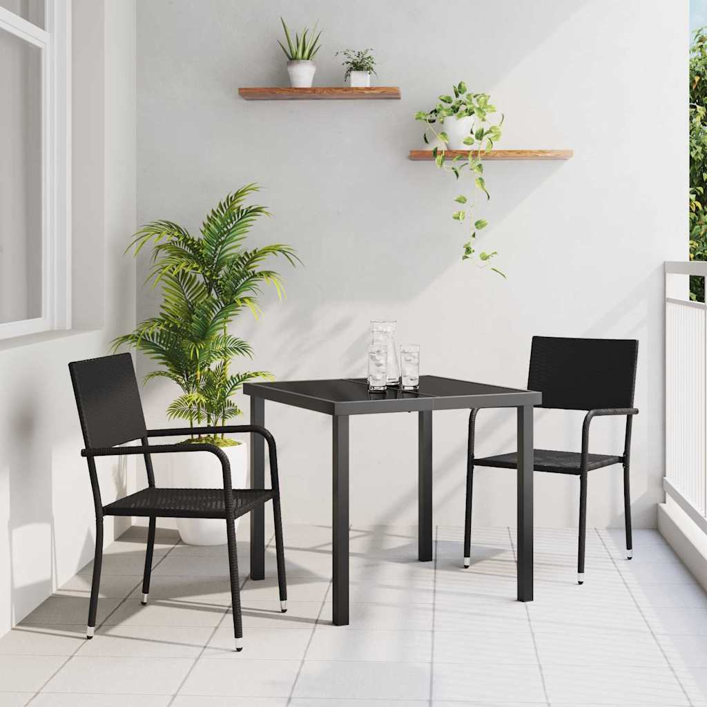 Hage Spisegruppe med pute 3 pcs Svart polyrotting