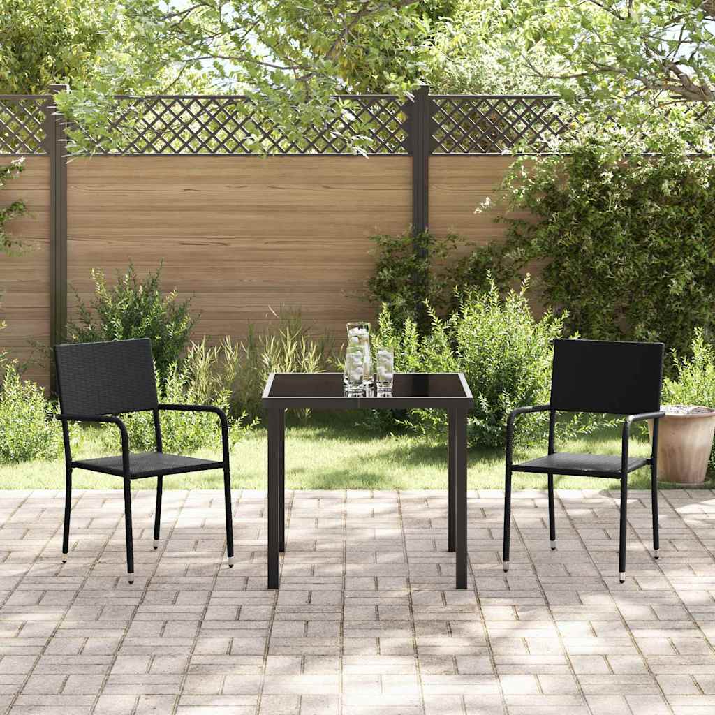 Hage Spisegruppe med pute 3 pcs Svart polyrotting
