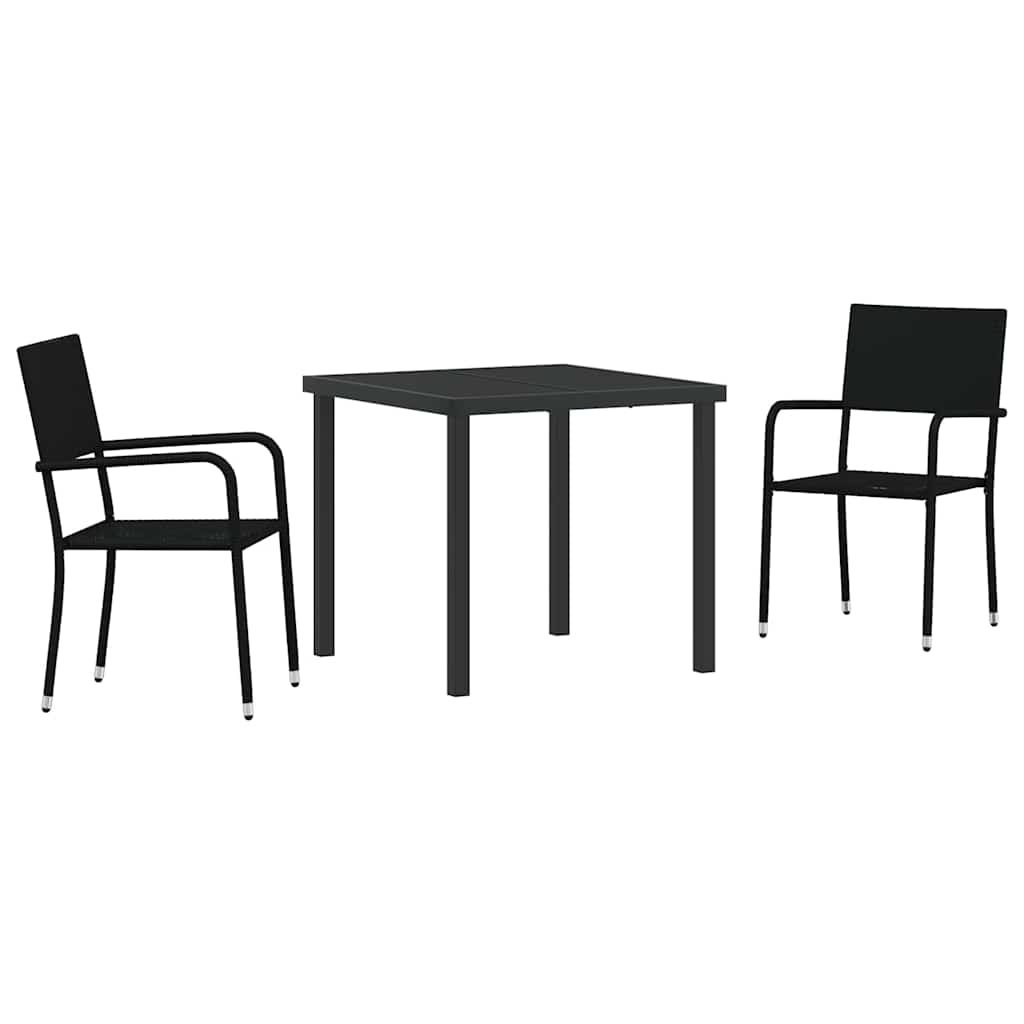 Hage Spisegruppe med pute 3 pcs Svart polyrotting