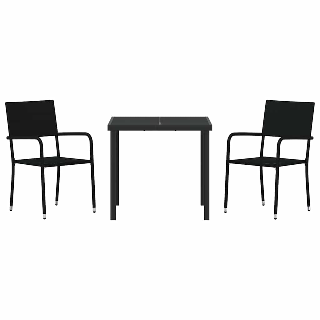 Hage Spisegruppe med pute 3 pcs Svart polyrotting