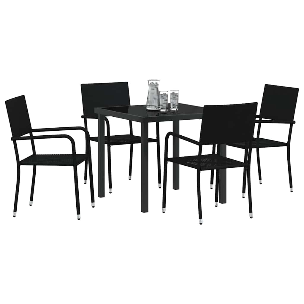 Hage Spisegruppe med pute 5 pcs Svart polyrotting
