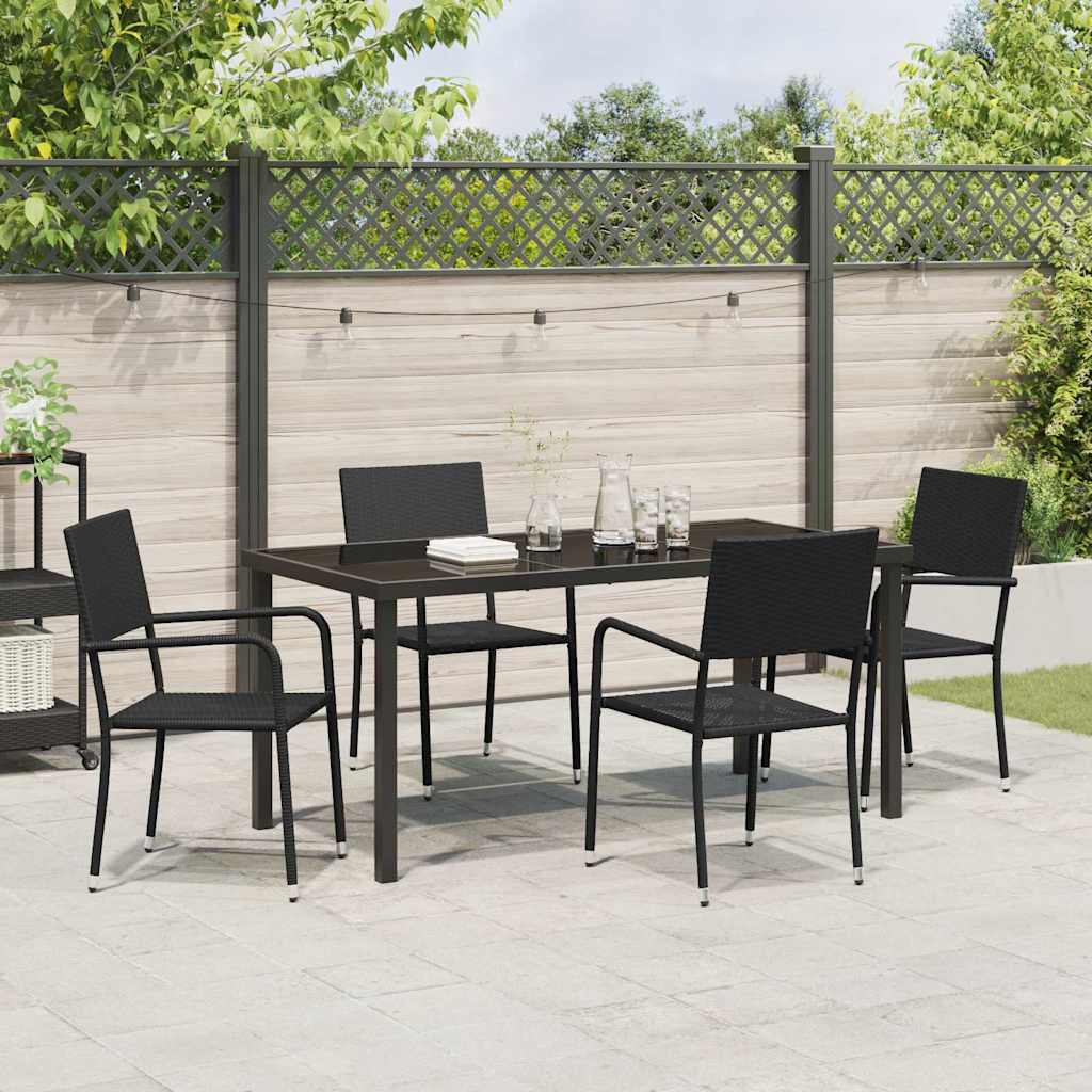 Hage Spisegruppe med pute 5 pcs Svart polyrotting