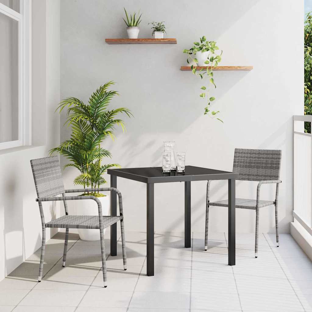Hage Spisegruppe med pute 3 pcs Grå polyrotting