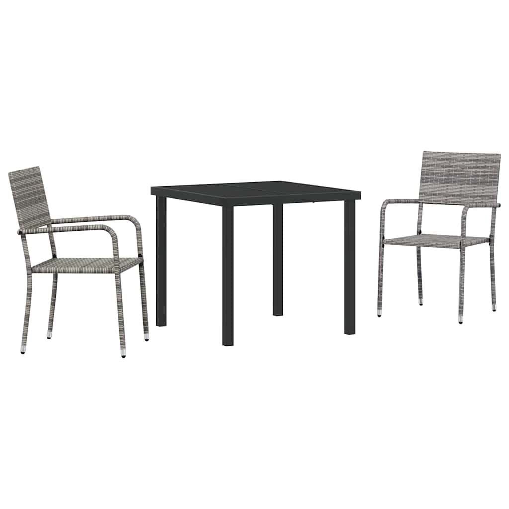 Hage Spisegruppe med pute 3 pcs Grå polyrotting