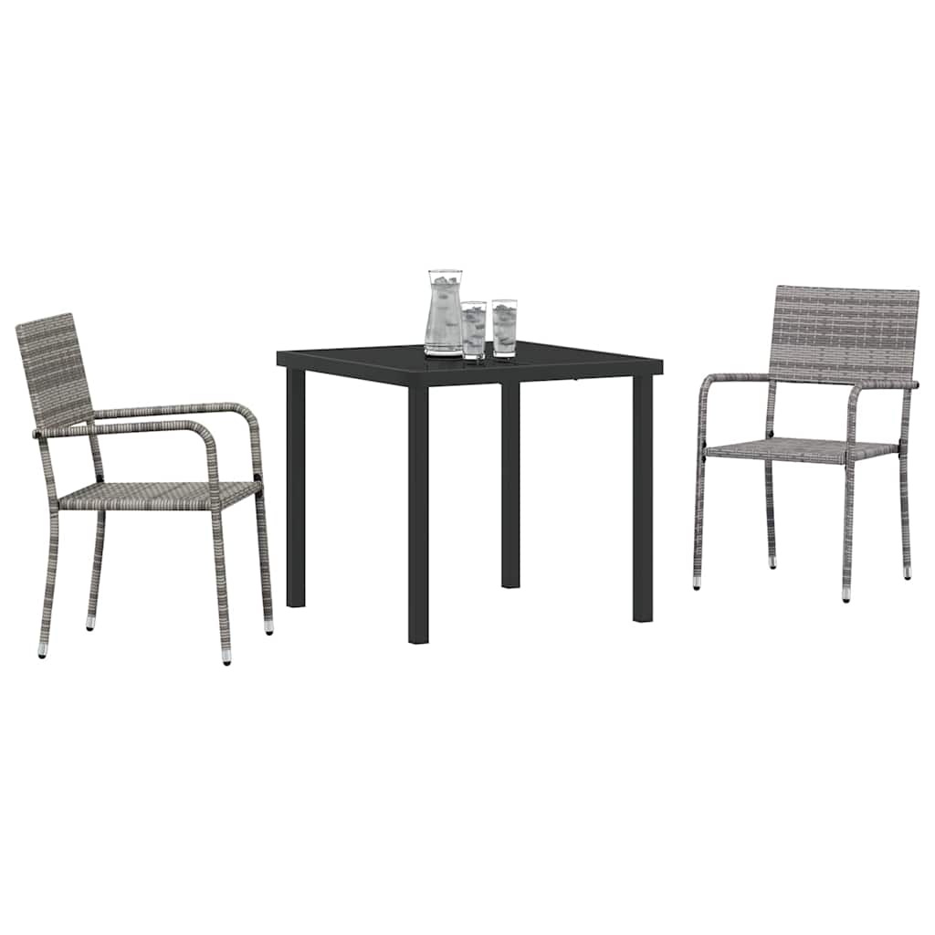 Hage Spisegruppe med pute 3 pcs Grå polyrotting