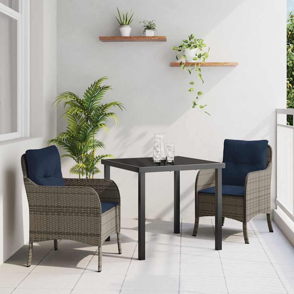 Hage Spisegruppe med pute 3 pcs Grå polyrotting