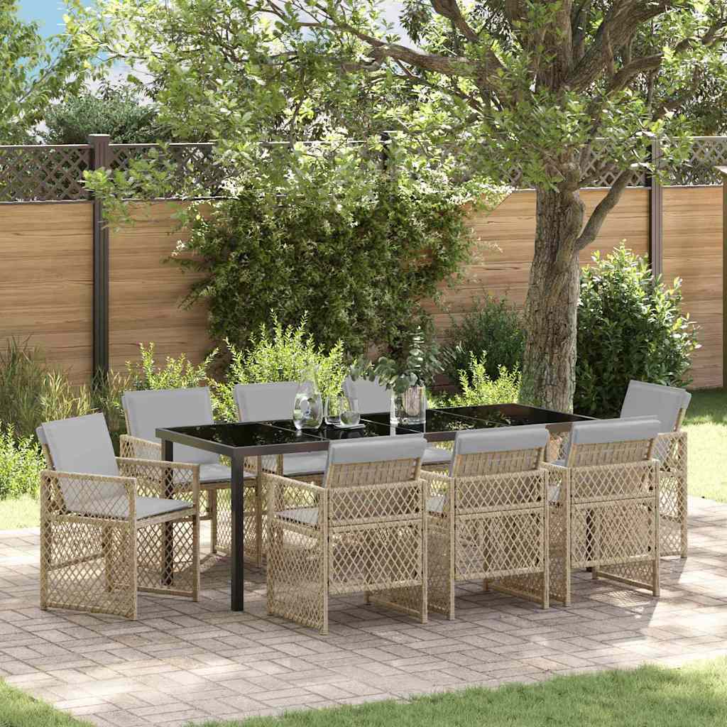 Hage Spisegruppe 9 pcs Beige polyrotting