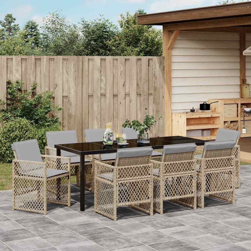 Hage Spisegruppe 9 pcs Beige polyrotting