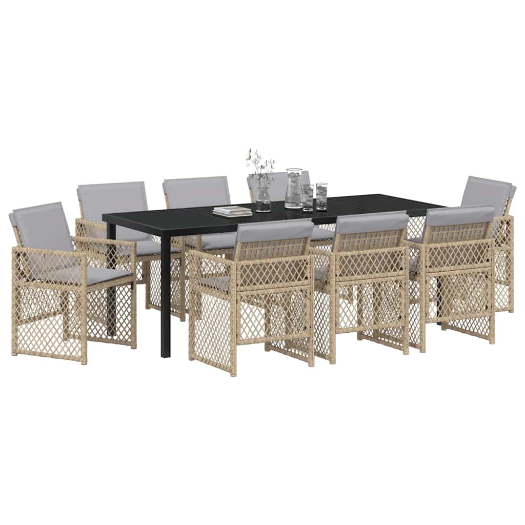 Hage Spisegruppe 9 pcs Beige polyrotting