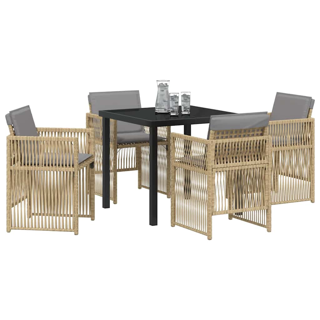 Hage Spisegruppe 5 pcs Beige Pulverlakkert stål