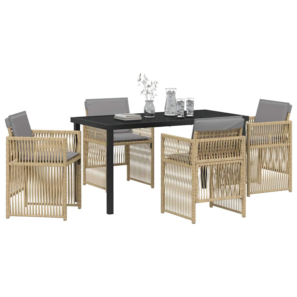 Hage Spisegruppe 5 pcs Beige Pulverlakkert stål