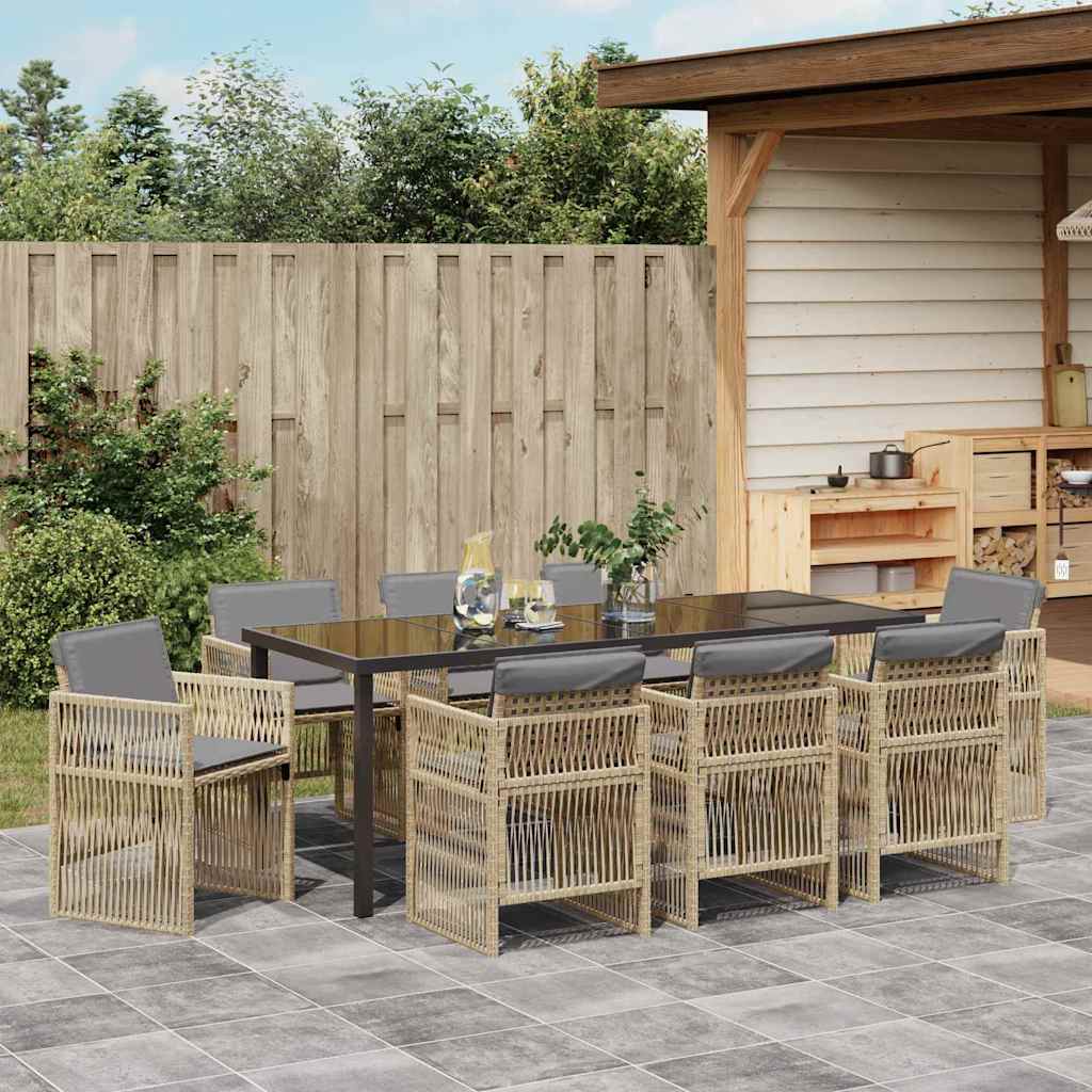 Hage Spisegruppe 9 pcs Beige Pulverlakkert stål