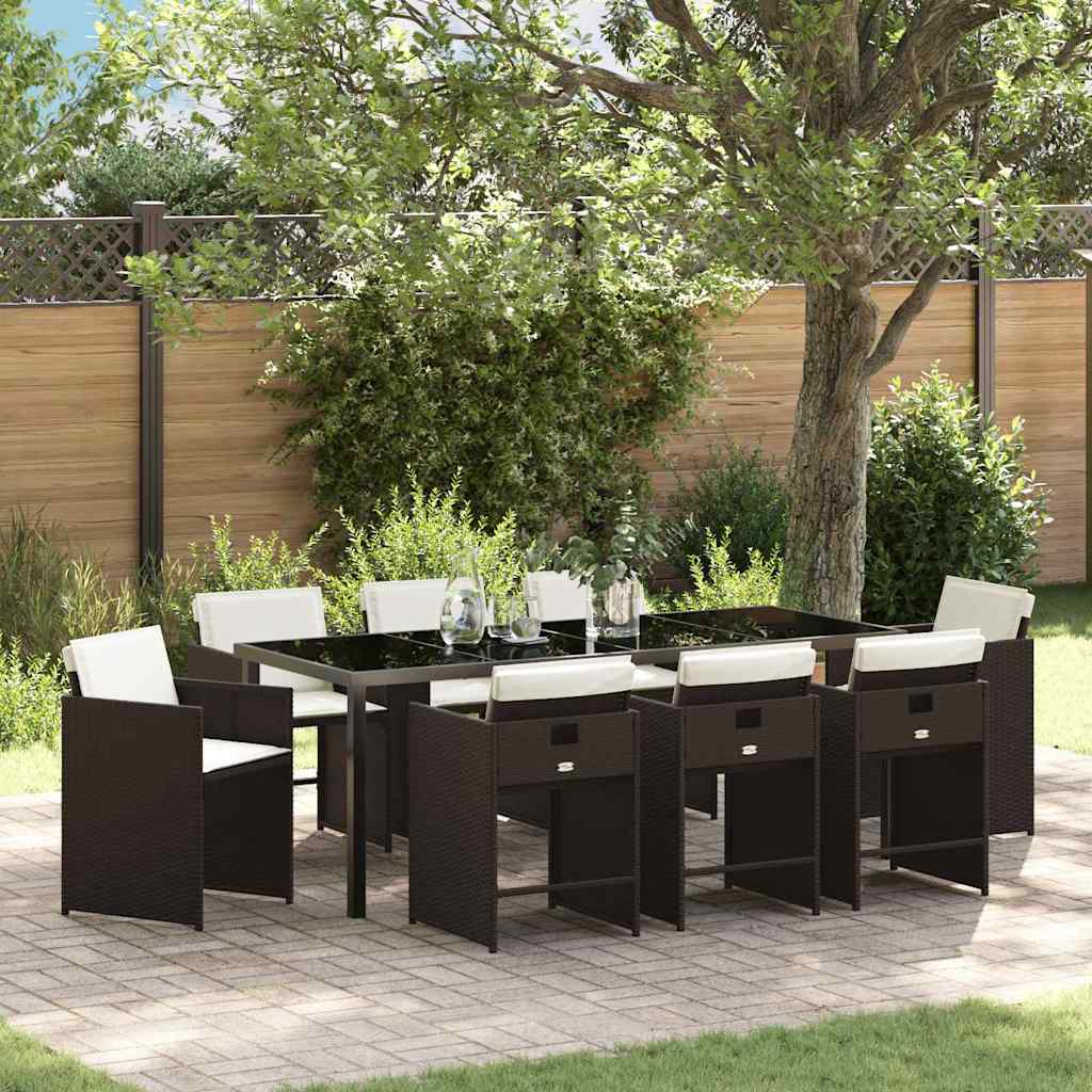Hage Spisegruppe 9 pcs Brun polyrotting