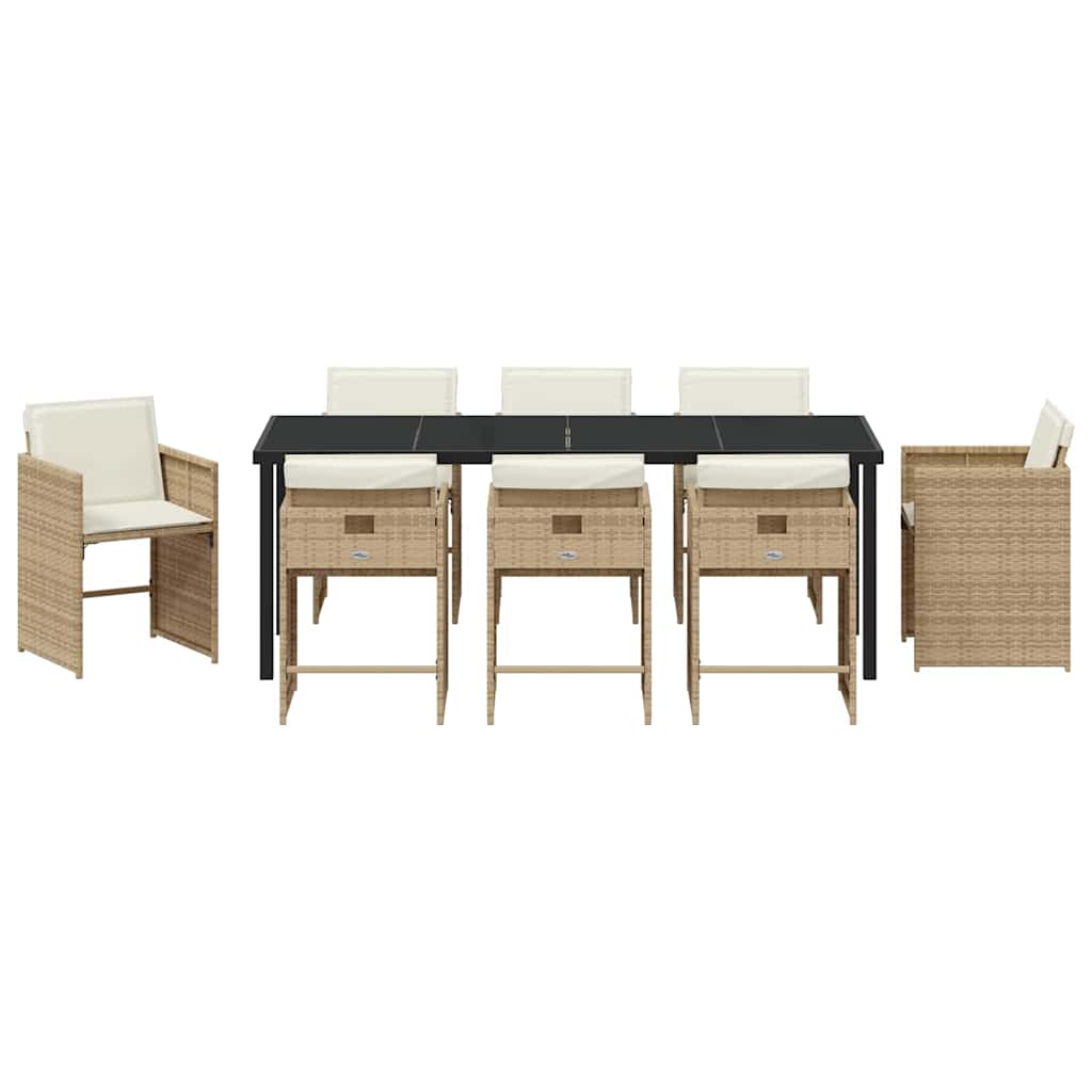 Hage Spisegruppe 9 pcs Beige polyrotting