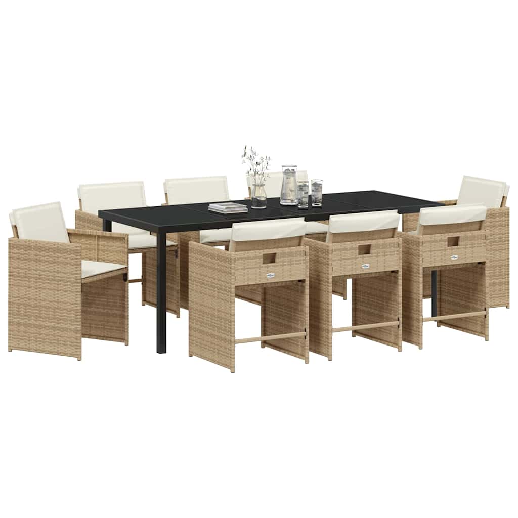Hage Spisegruppe 9 pcs Beige polyrotting