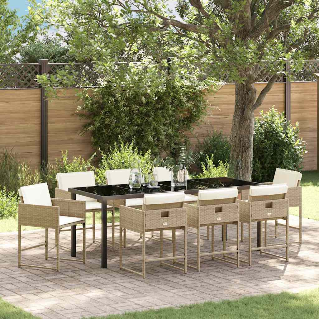 Hage Spisegruppe 9 pcs Beige polyrotting